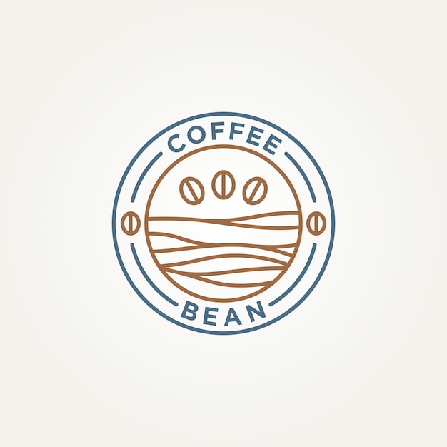 coffee bean shop minimalist line art badge logo icon vector illustration design