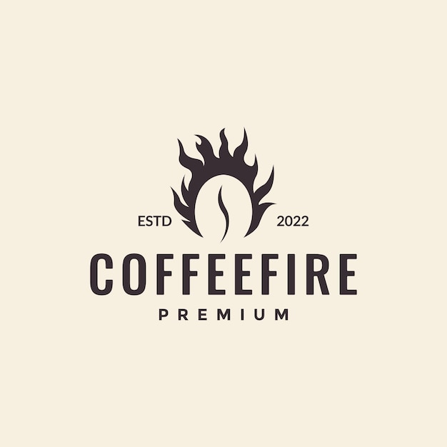 Coffee bean with fire roasted vintage logo design vector graphic symbol icon illustration creative