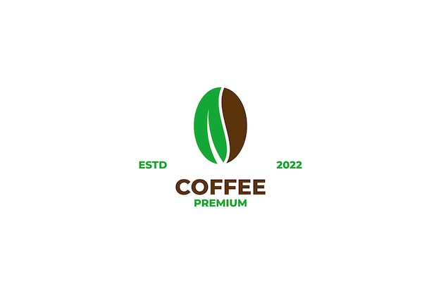 Coffee bean with leaf logo design vector illustration idea