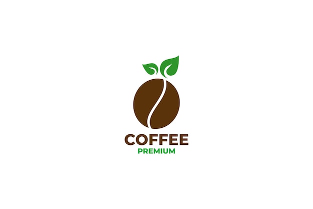 Coffee bean with leaf logo design vector illustration idea