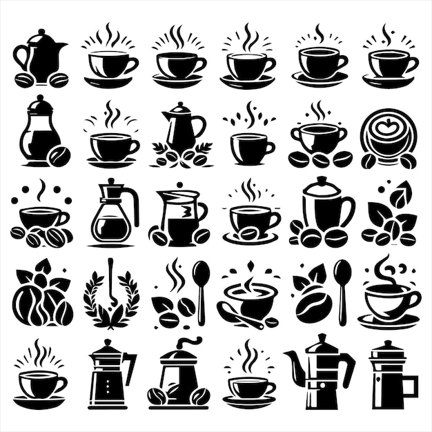 Coffee Beans Black silhouette vector in white background