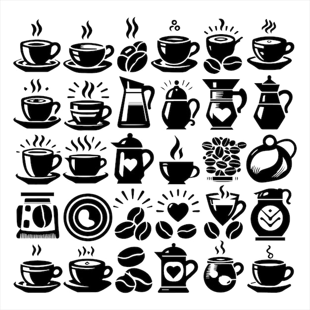 Coffee Beans Black silhouette vector in white background