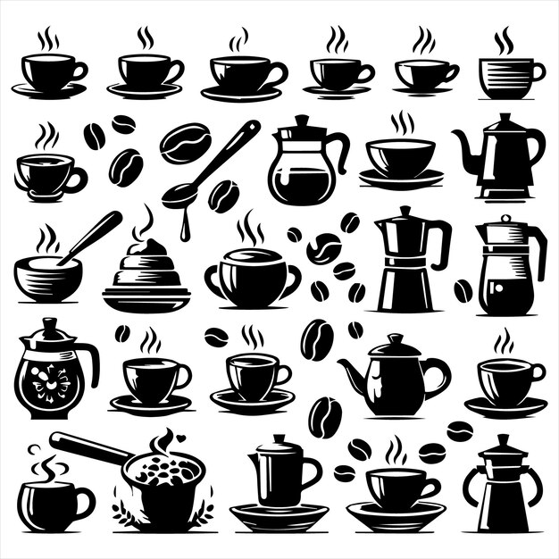 Vector coffee beans black silhouette vector in white background