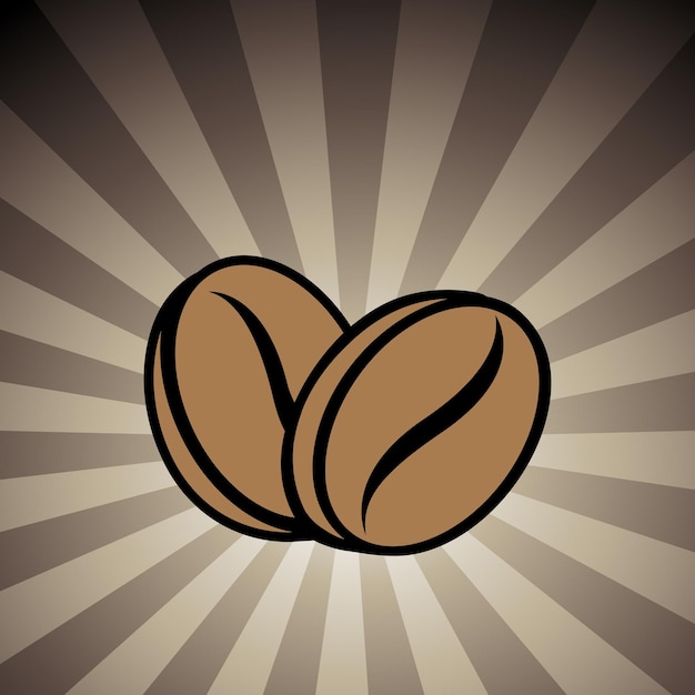 Coffee Beans Icon on a Brown Striped Background