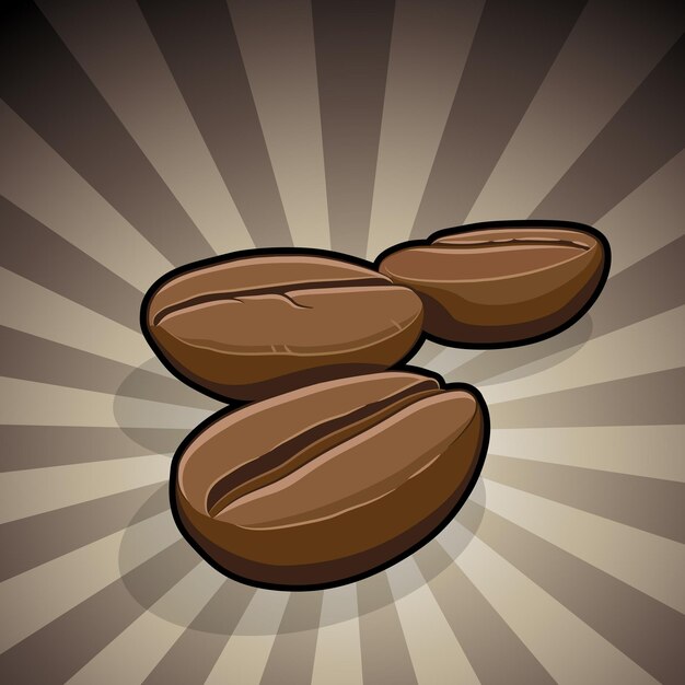 Coffee Beans Illustration on a Brown Striped Background