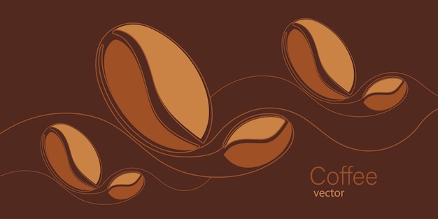 Coffee beans line drawing of coffee Cappuccino Vector illustration