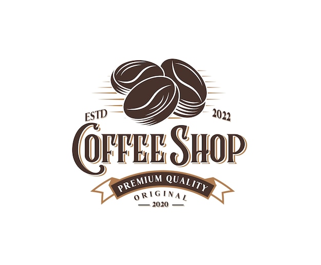 Coffee Beans retro vintage logo  and classic coffee shop