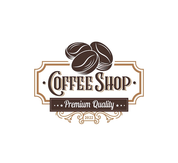 Coffee Beans retro vintage logo  and classic coffee shop