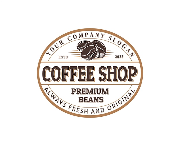 Coffee Beans retro vintage logo  and classic coffee shop