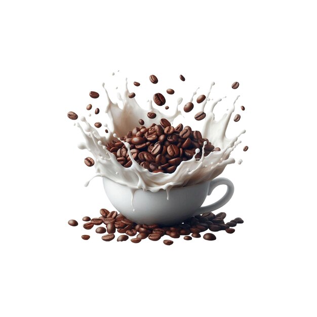 Vector coffee beans splashing in milk vector