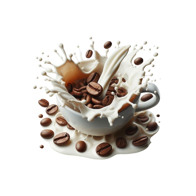 Vector coffee beans splashing in milk vector