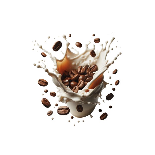 Vector coffee beans splashing in milk vector