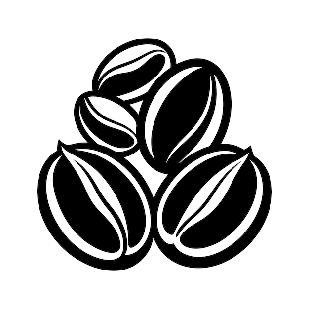 Vector coffee beans vector silhouette icon logo design black and white