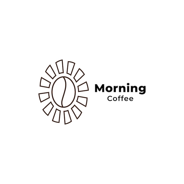 Coffee beans with sun shine silhouette logo vector.