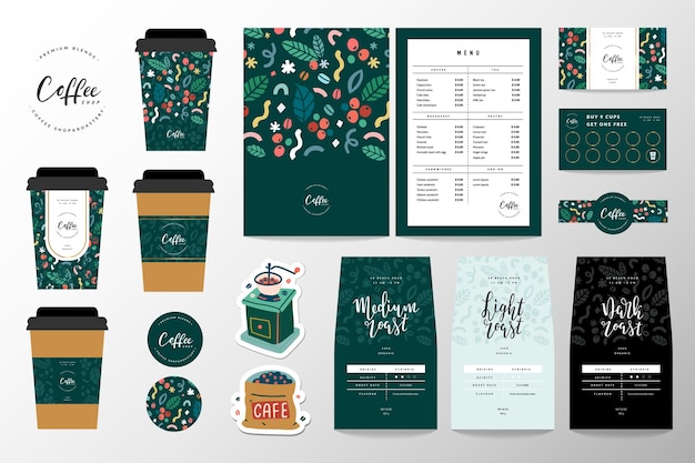 Coffee branding identity set for coffee shop or cafe.