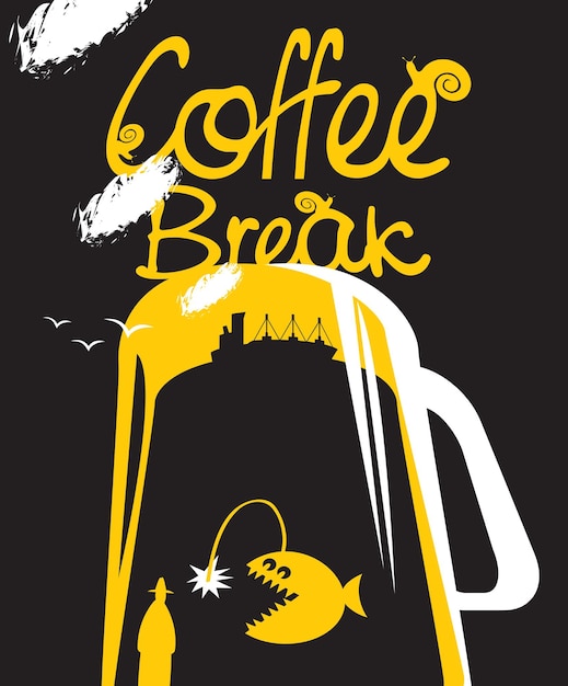 Coffee break banner with dream of sea