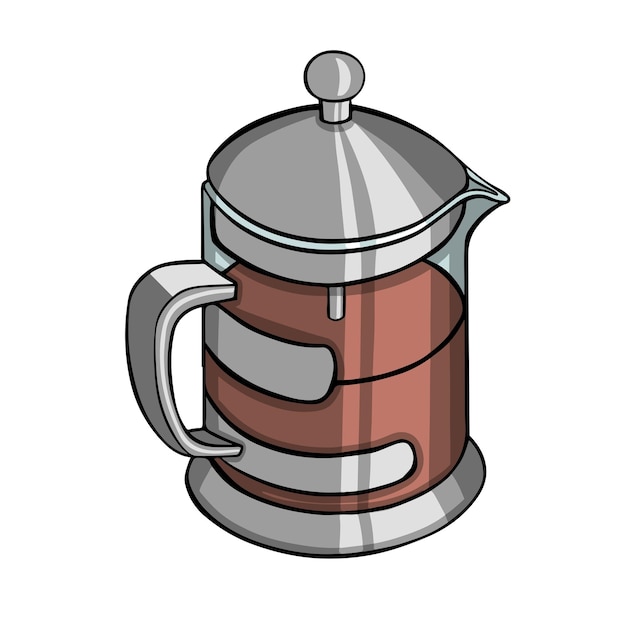 Coffee brewing coffee pot color vector illustration