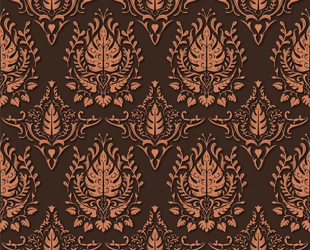 Coffee Brown Decorative Floral Seamless Pattern