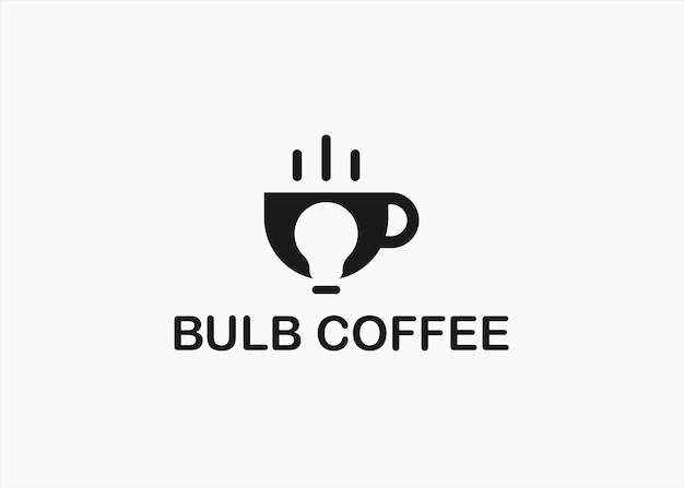 coffee bulb logo design vector silhouette illustration on white background