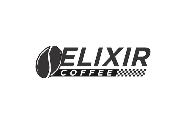 Coffee cafe logo design seed bean elixir icon symbol checkered race flag element