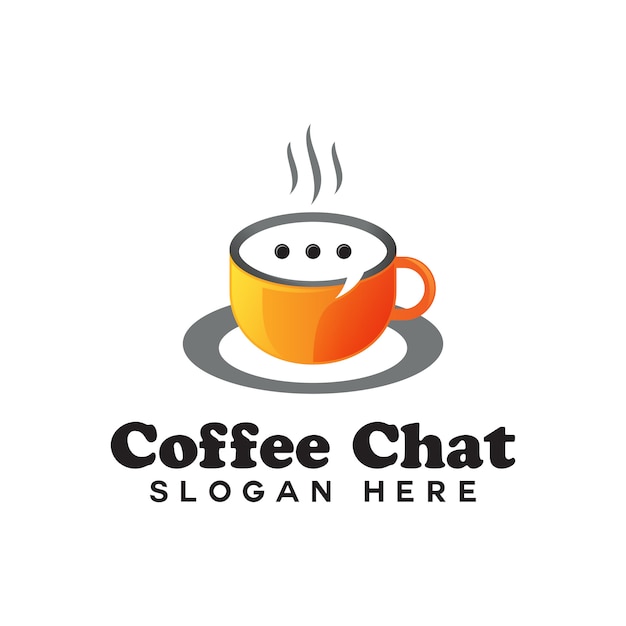 Coffee chat conversation dialog logo, morning coffee gradient logo