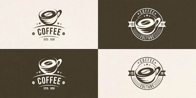 Coffee coffee shop logo template monogram vintage