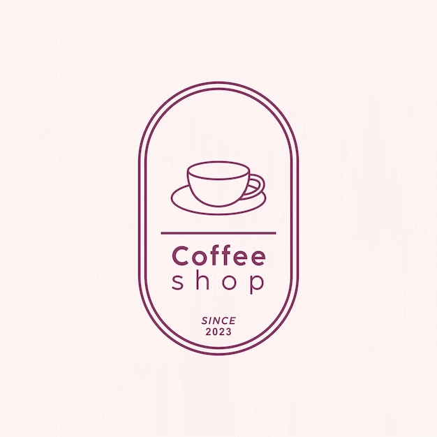 Coffee cup badge logo design with line art style