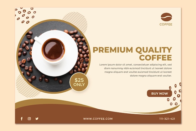 Coffee cup and beans banner template