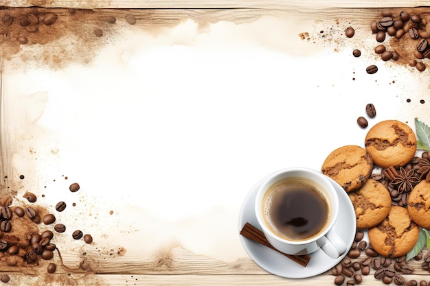 Coffee cup and beans on a white background