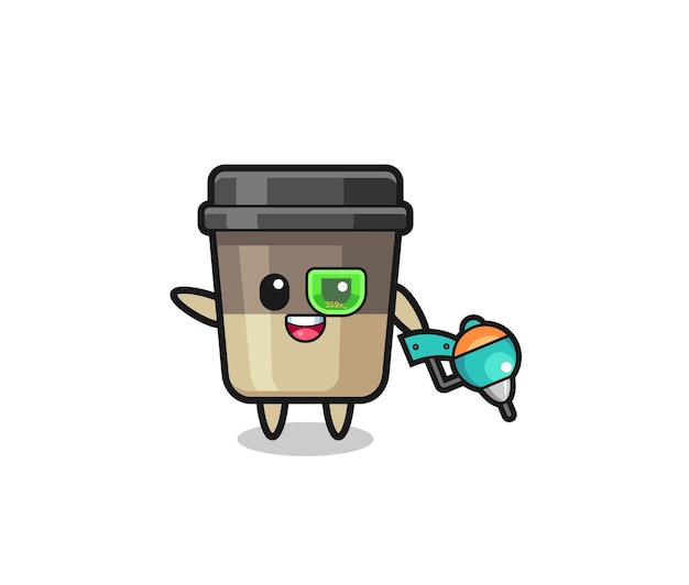 Coffee cup cartoon as future warrior mascot