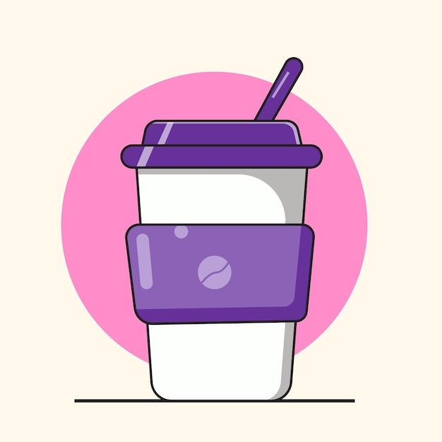 Coffee cup cartoon style vector illustration flat vector icon