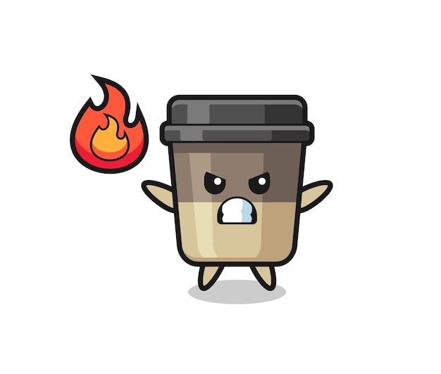 Coffee cup character cartoon with angry gesture