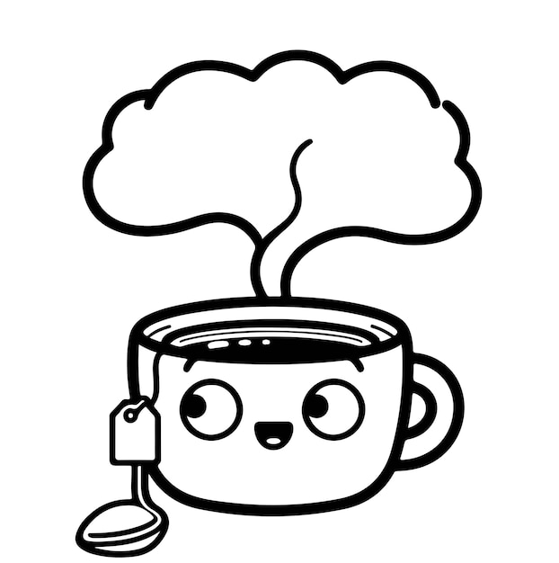 Coffee cup character vector illustration Cartoon isolated funny sticker of coffee with eyes