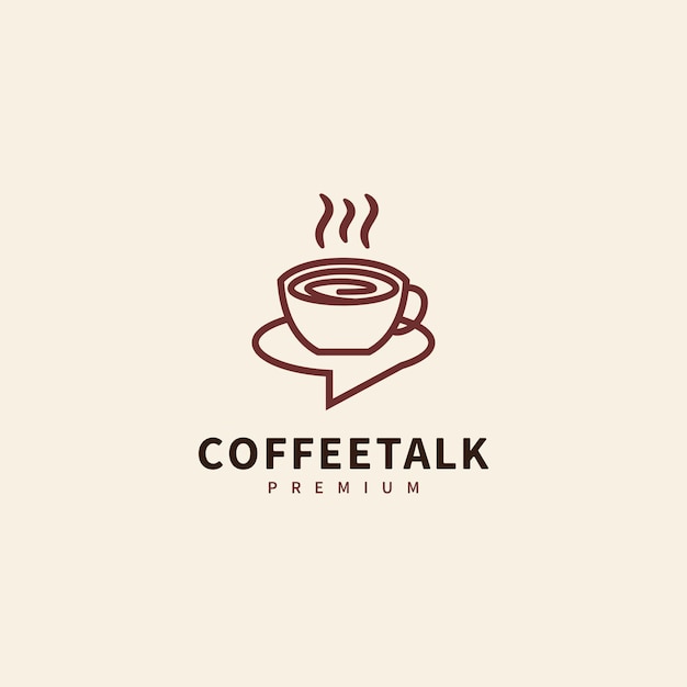 Coffee cup chat talk logo design with monoline style concept for your coffee shop business or for all your ideas