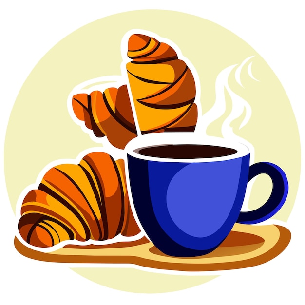 Vector coffee cup and croissant vector illustration of a coffee cup and croissant