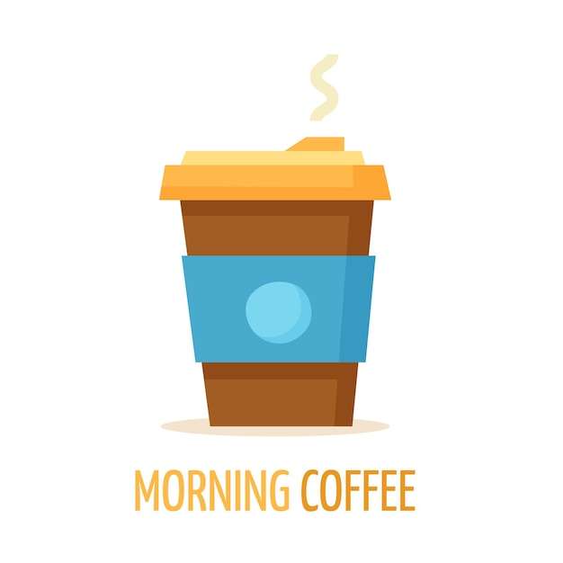 Coffee cup Flat cartoon style vector illustration