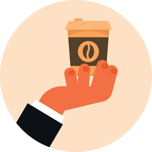 Vector a coffee cup in a hand food illustrator