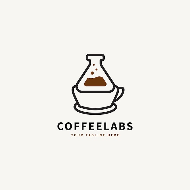 Coffee cup and lab cup concept for laboratory logo design 2