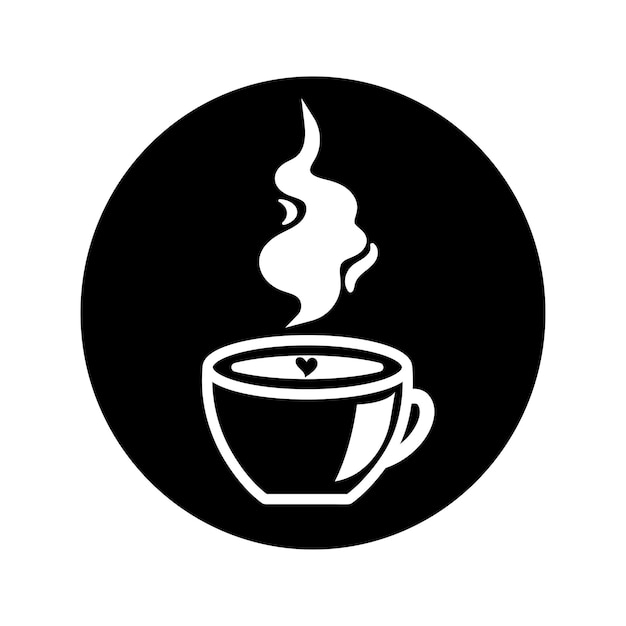 Coffee cup logo vector illustration emblem design on black background