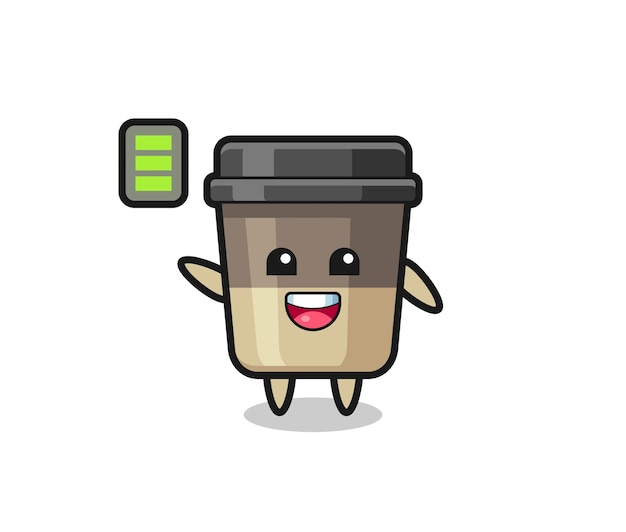 Coffee cup mascot character with energetic gesture , cute style design for t shirt, sticker, logo element