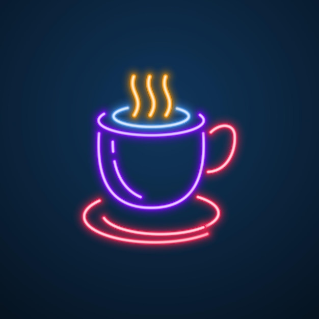 Coffee cup neon sign vector