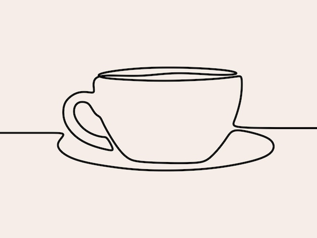 Coffee cup oneline continuous single editable line art