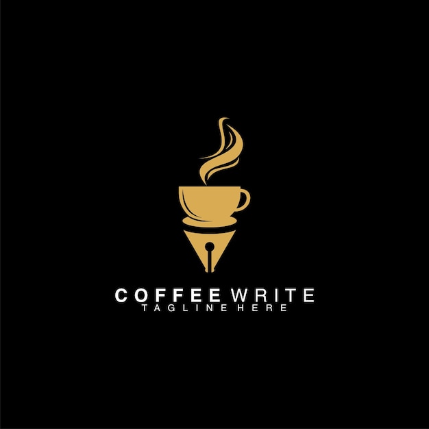 coffee cup and pen writer logo design