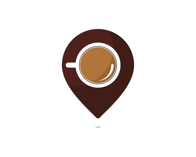 Coffee cup in the point location shape logo