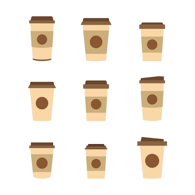 Coffee cup set vector perfect for international coffee day banner