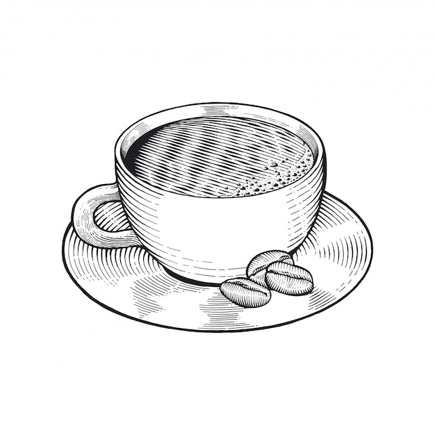 Coffee Cup with Bean Drawing