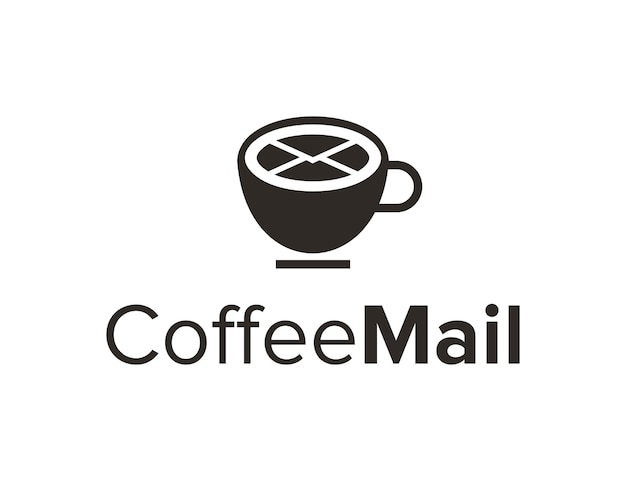 coffee cup with mail simple sleek creative geometric modern logo design