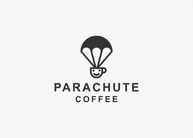 coffee cup with parachute logo design vector silhouette illustration