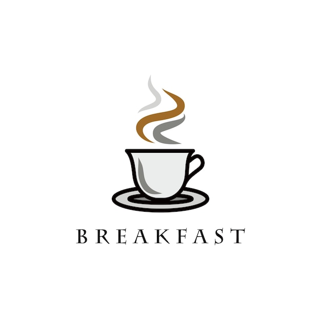 coffee cup with smoke breakfast menu logo design