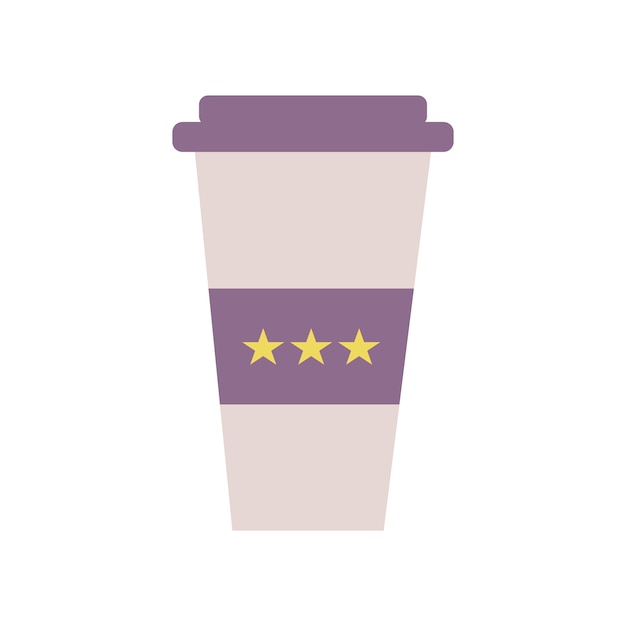 Coffee cup with stars on white background for web design